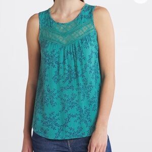 Mason & Belle Stitch Fix Elegant Teal Lace-Accented Tank Top